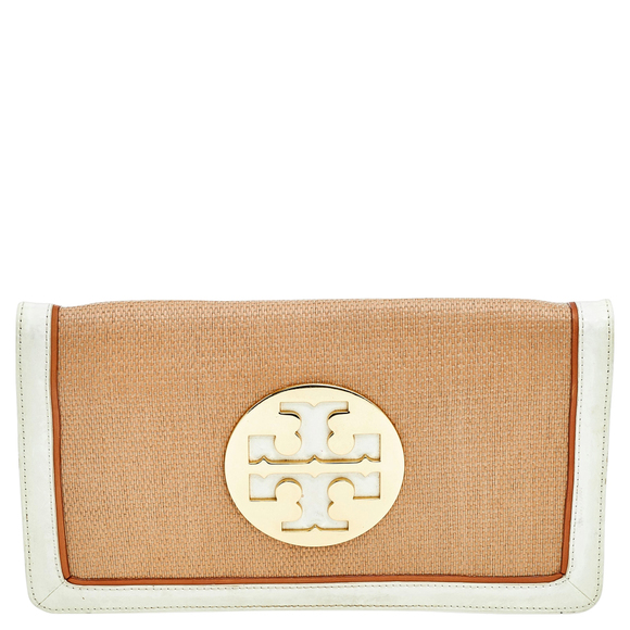Tory Burch Bags Tory Burch Beigeoff White Raffia And Patent Leather